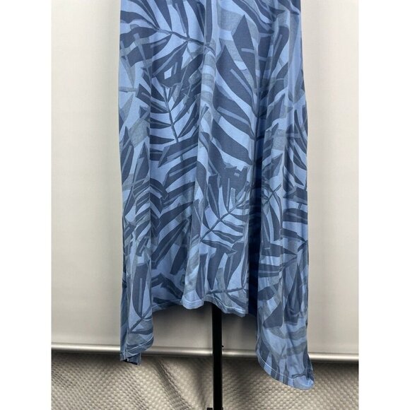 Fresh Produce Blue Sleeveless Palawan Palm Lydia Asymmetrical Hem Dress Size S/M - Picture 5 of 8
